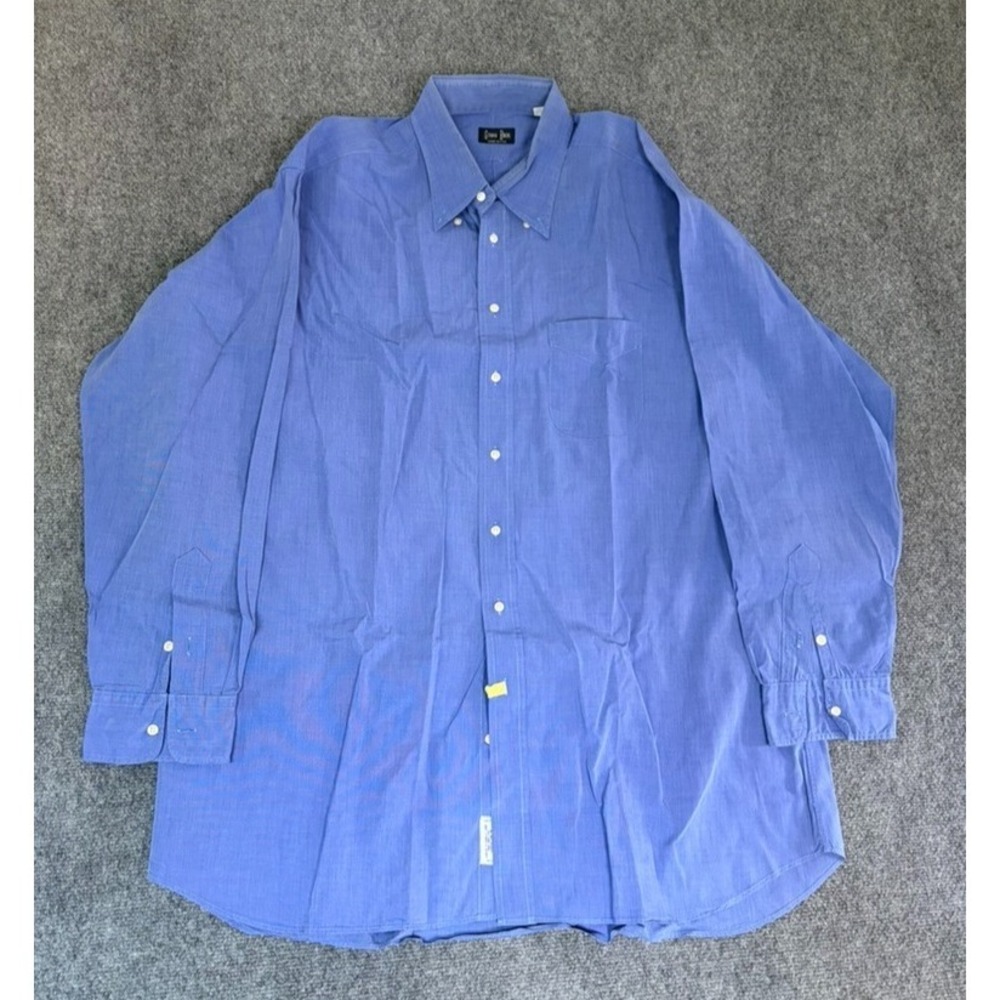 Gitman Bros Mens Button Down Shirt Blue Cotton Made in USA Long Sleeve Sz 18-38T